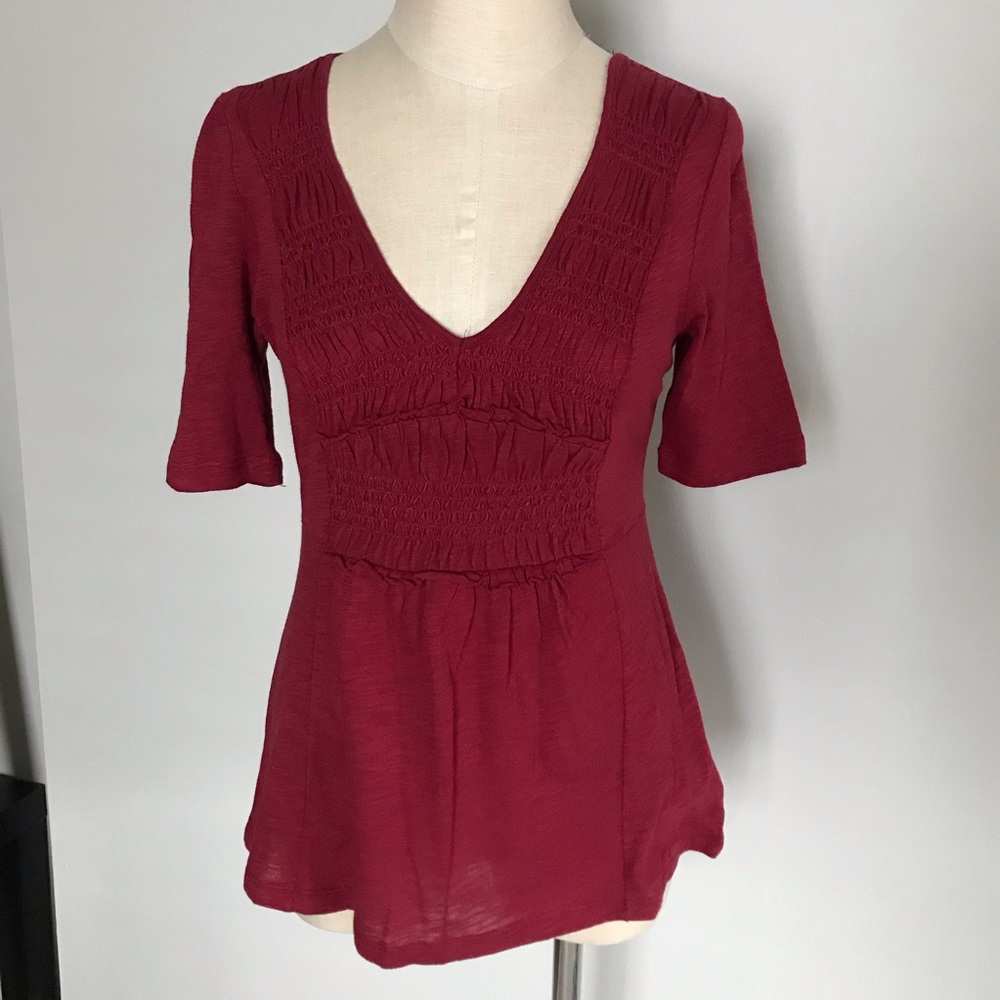 Anthropologie Deletta  wine half sleeve top size S. NWT